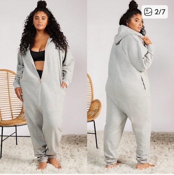 Savage × Fenty Cozy Gray Hooded Jumpsuit - Picture 2 of 13